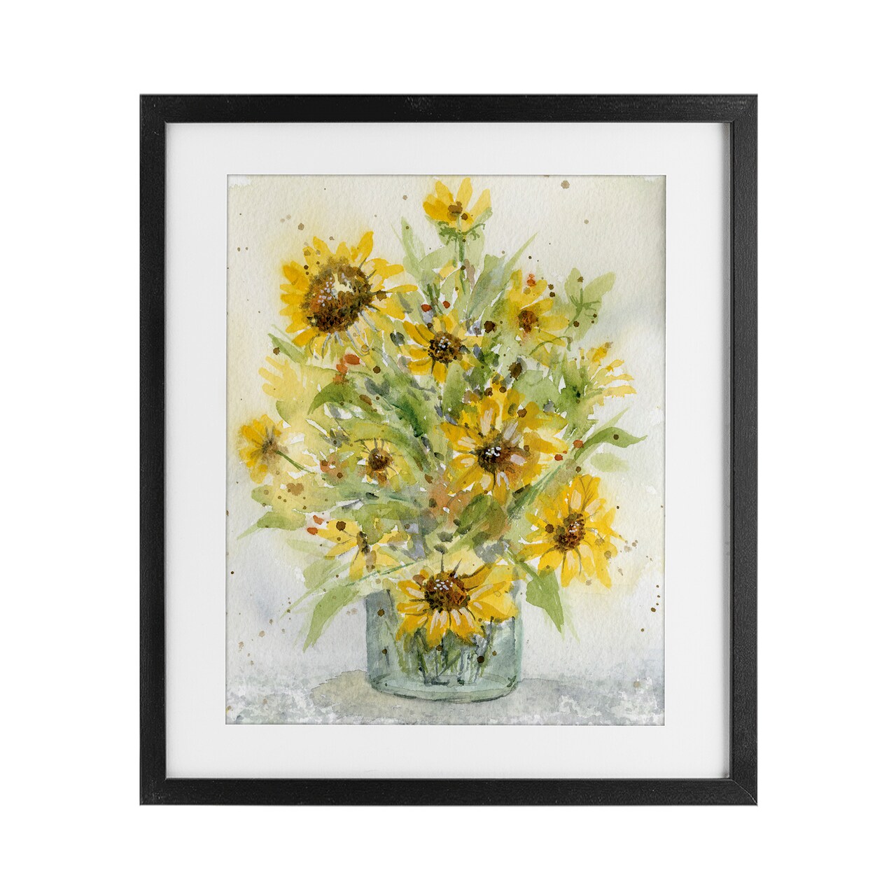 Stupell Industries Speckled Sun Flowers Vase Framed Print Under Glass, design by Patti Bishop
